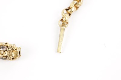 Lot 221 - A GEORGIAN 15CT GOLD BELCHER CHAIN WITH AMETHYST CLASP