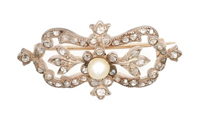 Lot 388 - A LATE 19TH CENTURY GOLD DIAMOND AND PEARL BROOCH
