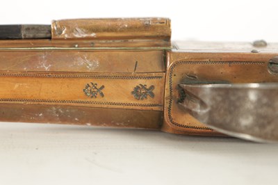 Lot 613 - WHEELER. A GOOD PAIR OF EARLY 19TH CENTURY BRONZE FRAMED BOXLOCK BLUNDERBUSS PISTOLS WITH UNDER FLICK BAYONETS