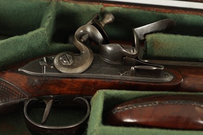 Lot 609 - WOGDON, LONDON. A FINE CASED PAIR OF EARLY 19TH CENTURY FLINTLOCK DUELLING PISTOLS