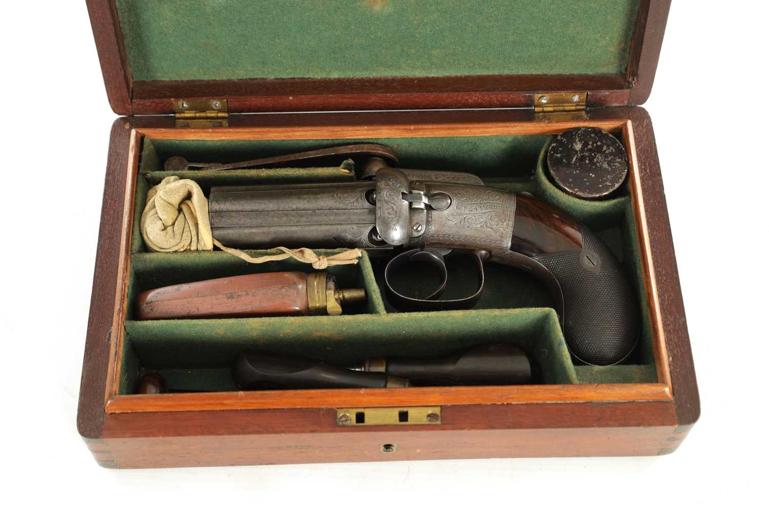 Lot 623 - W & J RIGBY, DUBLIN. A RARE MID 19TH CENTURY IRISH CASED PERCUSSION PEPPERBOX REVOLVER