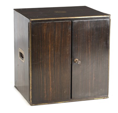Lot 774 - A LATE 19TH CENTURY BRASS BOUND COROMANDEL HUMIDOR