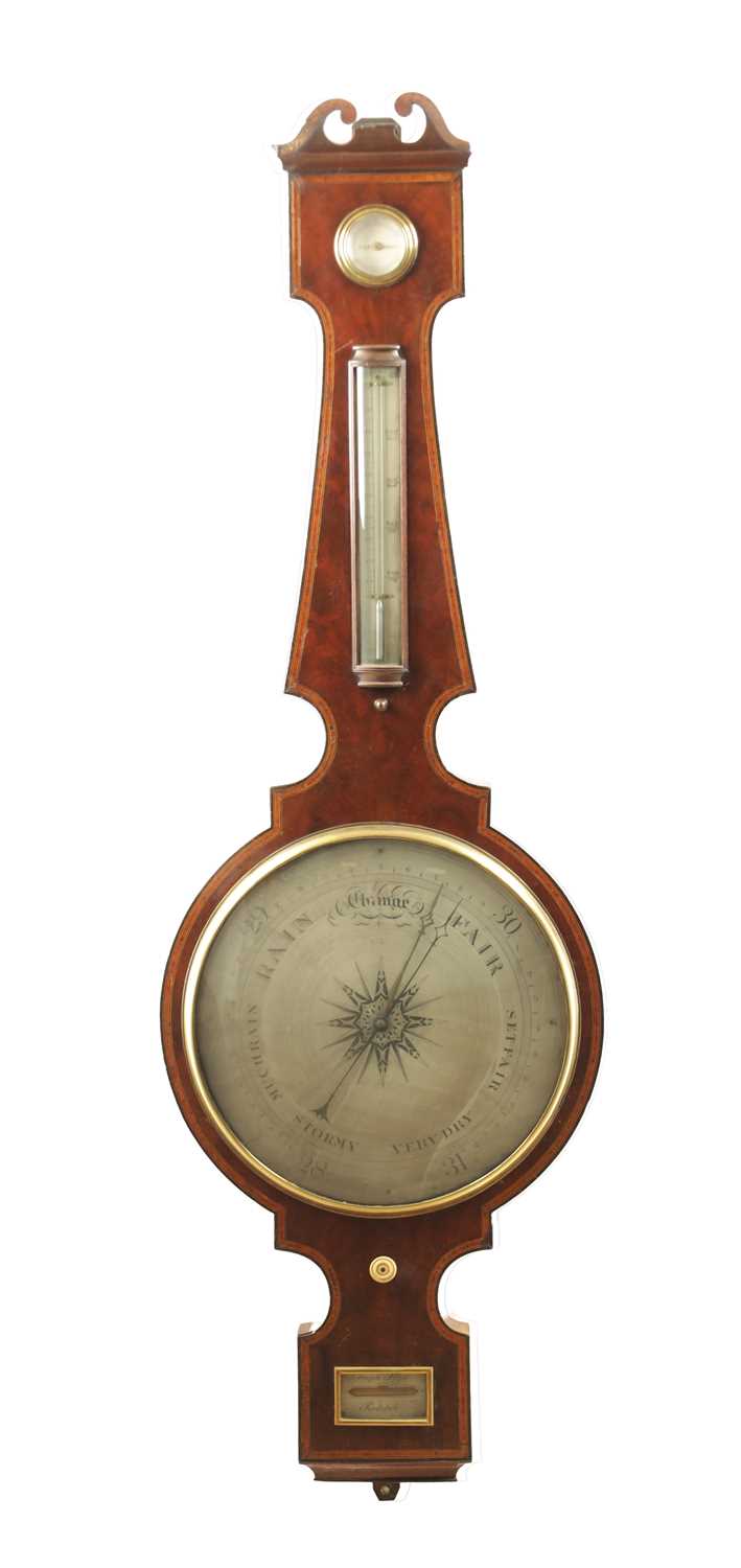 Lot 1281 - JOSEPH POZZI, ROCHDALE. AN OVERSIZED REGENCY 14" DIAL WHEEL BAROMETER