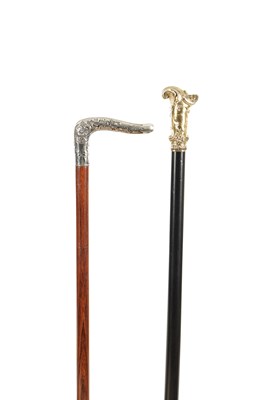 Lot 874 - AN ELEGANT 19TH CENTURY EVENING CANE AND AN ELEGANT EARLY 20TH CENTURY FRENCH ART NOUVEAU CANE