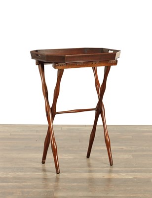 Lot 1613 - A GEORGE III MAHOGANY BUTLER'S TRAY ON STAND