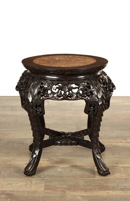 Lot 473 - A 19TH CHINESE CARVED HARDWOOD JARDINERE STAND