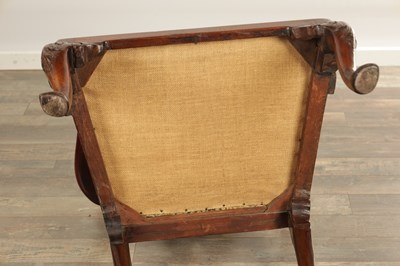 Lot 1488 - A LARGE GEORGE II MAHOGANY GENTLEMANS ARMCHAIR
