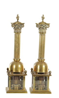 Lot 905 - AN UNUSUAL PAIR OF REGENCY BRASS INSENSE BURNERS