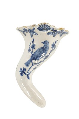 Lot 67 - AN 18TH CENTURY BLUE AND WHITE DUTCH DELFT HANGING WALL POCKET