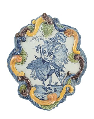 Lot 17 - AN 18TH CENTURY DUTCH DELFT HANGING WALL PLAQUE