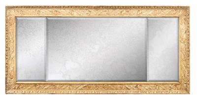 Lot 1590 - AN 18TH CENTURY CARVED GILTWOOD OVER-MANTEL HANGING MIRROR