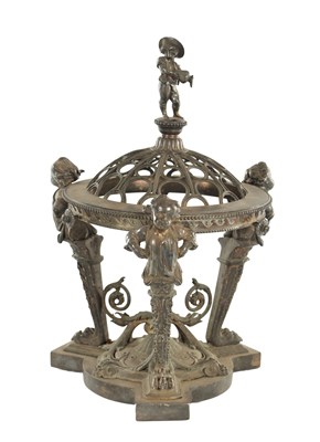 Lot 1000 - A 19TH CENTURY REGENCY STYLE SILVER PLATED BRONZE CENTRE PIECE BY ELKINGTON & CO
