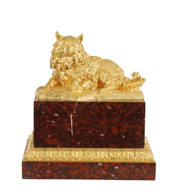 Lot 922 - A 19TH CENTURY FRENCH GILT BRONZE AND ROUGE MARBLE SCULPTURE