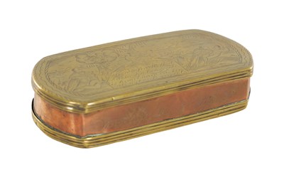 Lot 1162 - A MID 18TH CENTURY ENGRAVED BRASS & COPPER SNUFF BOX