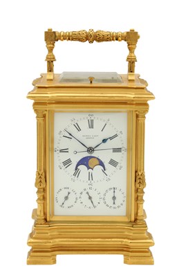 Lot 1389 - DROCOURT, PARIS. A FINE GRAND SONNERIE CARRIAGE CLOCK WITH CALENDAR WORK AND MOONPHASE