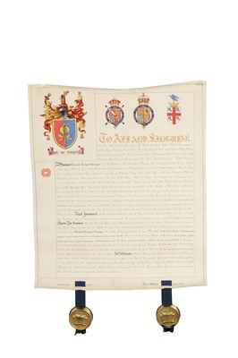 Lot 1043 - A GEORGE V BRITISH ROYAL WARRANT GRANTING ARMS AND CREST