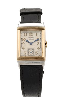 Lot 1209 - A 1930'S STEEL AND 9CT GOLD LECOULTRE REVERSO WRIST WATCH