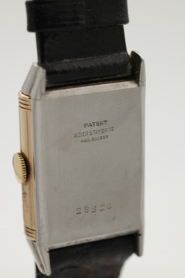 Lot 1209 - A 1930'S STEEL AND 9CT GOLD LECOULTRE REVERSO WRIST WATCH