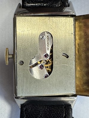 Lot 1209 - A 1930'S STEEL AND 9CT GOLD LECOULTRE REVERSO WRIST WATCH