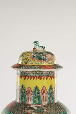 Lot 536 - A LARGE 19TH CENTURY CHINESE FAMILLE VERTE VASE AND COVER