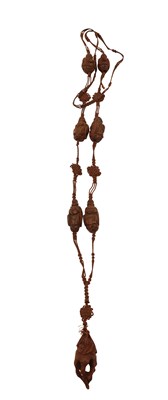 Lot 444 - A JAPANESE MEIJI PERIOD CARVED WOOD FIGURAL NECKLACE