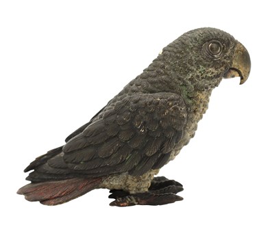 Lot 1063 - A LATE 19TH CENTURY BERGMANN STYLE AUSTRIAN COLD PAINTED BRONZE MODEL OF A PARROT