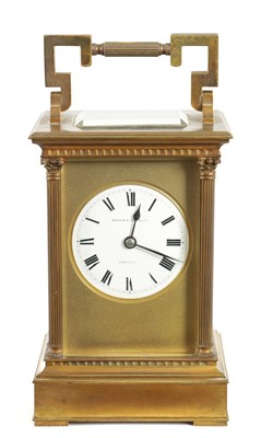 Lot 1289 - A GIANT LATE 19TH CENTURY FRENCH GILT CASED STRIKING CARRIAGE CLOCK