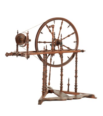 Lot 920 - AN EARLY 19TH CENTURY WALNUT SPINNING WHEEL