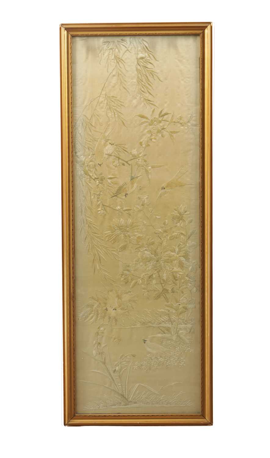 Lot 584 - A 19TH CENTURY JAPANESE SILK PANEL