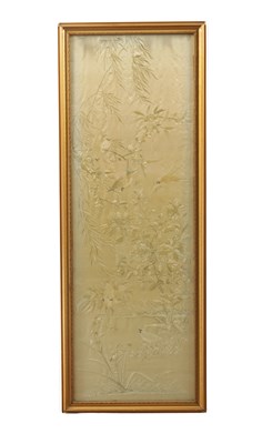 Lot 584 - A 19TH CENTURY JAPANESE SILK PANEL