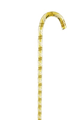 Lot 856 - A LATE 19TH CENTURY CONTINENTAL AMBER GLASS WALKING CANE
