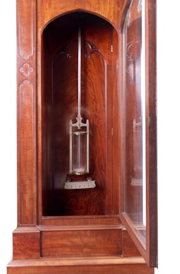 Lot 1309 - ATT. JAMES CONDLIFF A SUPERB FIDDLE BACK AND FIGURED MAHOGANY GOTHIC REGULATOR LONGCASE CLOCK IN THE MANNER OF THOMAS HOPE