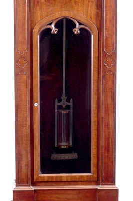 Lot 1309 - ATT. JAMES CONDLIFF A SUPERB FIDDLE BACK AND FIGURED MAHOGANY GOTHIC REGULATOR LONGCASE CLOCK IN THE MANNER OF THOMAS HOPE