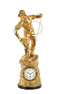Lot 1324 - A LARGE LATE 19TH CENTURY GILT METAL FIGURAL MANTEL CLOCK