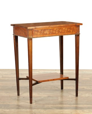 Lot 1639 - A 19TH CENTURY FRENCH PARQUETRY INLAID LAMP TABLE
