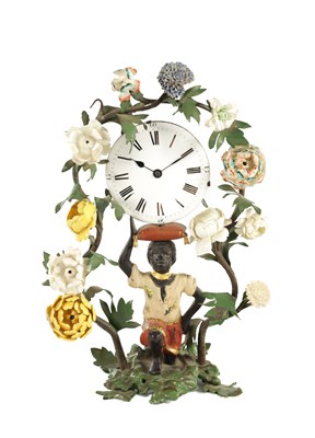 Lot 1332 - A 19TH CENTURY BRONZE BLACKAMOOR FIGURAL CLOCK SIGNED SKINNER, EXETER