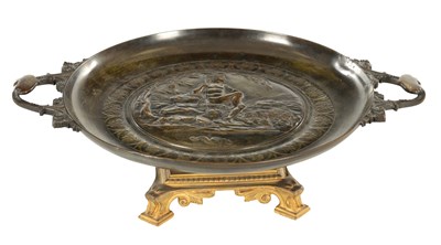 Lot 937 - ALFRED PIERRE RICHARD (FRANCE, 1844-1884) A 19TH CENTURY BRONZE AND GILT TAZZA