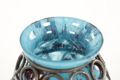 Lot 10 - DAUM AND LOUIS MAJORELLE. A FRENCH ART DECO GLASS AND WROUGHT IRON VASE