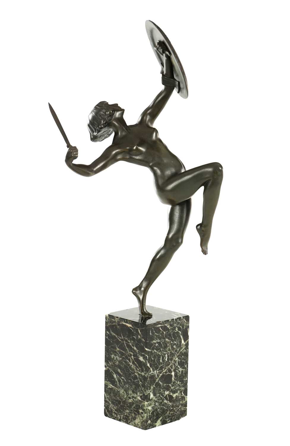 Lot 1099 - PIERRE LE FAGUAYS (FRENCH 1892 - 1962) AN ART DECO BRONZE FIGURE TITLED "AMAZON"