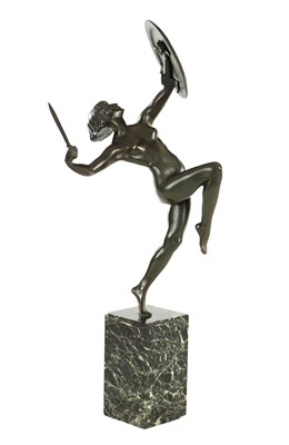Lot 1099 - PIERRE LE FAGUAYS (FRENCH 1892 - 1962) AN ART DECO BRONZE FIGURE TITLED "AMAZON"