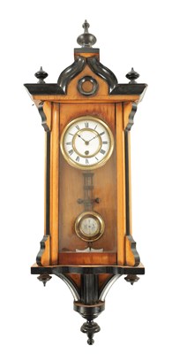 Lot 1416 - A LATE 19TH CENTURY MINIATURE VIENNA STYLE WALL CLOCK