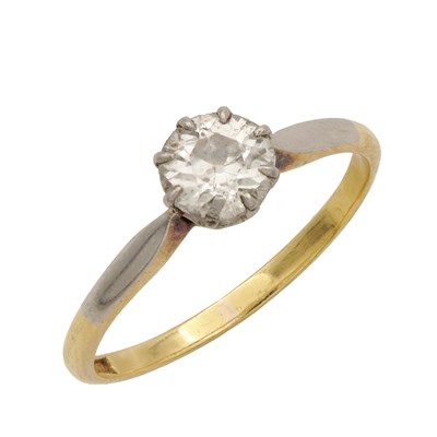 Lot 309 - AN 18CT YELLOW GOLD AND PLATINUM DIAMOND RING
