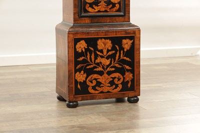 Lot 1395 - JOSEPH KNIBB, LONDINI FECIT. A VERY RARE THREE MONTH DURATION WALNUT MARQUETRY LONGCASE CLOCK