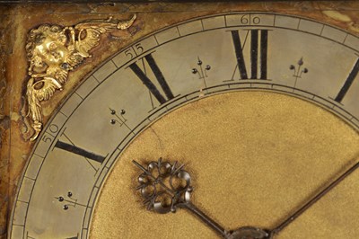 Lot 1395 - JOSEPH KNIBB, LONDINI FECIT. A VERY RARE THREE MONTH DURATION WALNUT MARQUETRY LONGCASE CLOCK