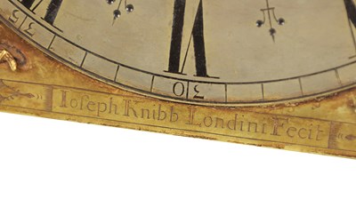 Lot 1395 - JOSEPH KNIBB, LONDINI FECIT. A VERY RARE THREE MONTH DURATION WALNUT MARQUETRY LONGCASE CLOCK