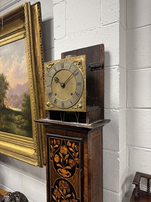 Lot 1395 - JOSEPH KNIBB, LONDINI FECIT. A VERY RARE THREE MONTH DURATION WALNUT MARQUETRY LONGCASE CLOCK