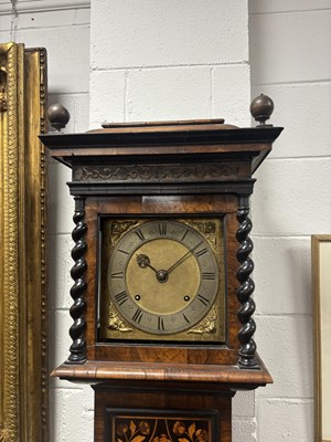 Lot 1395 - JOSEPH KNIBB, LONDINI FECIT. A VERY RARE THREE MONTH DURATION WALNUT MARQUETRY LONGCASE CLOCK
