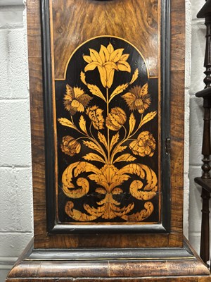 Lot 1395 - JOSEPH KNIBB, LONDINI FECIT. A VERY RARE THREE MONTH DURATION WALNUT MARQUETRY LONGCASE CLOCK