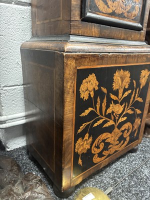 Lot 1395 - JOSEPH KNIBB, LONDINI FECIT. A VERY RARE THREE MONTH DURATION WALNUT MARQUETRY LONGCASE CLOCK