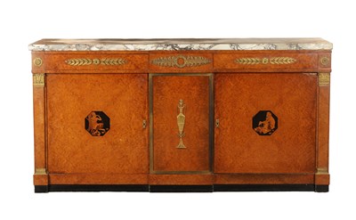Lot 1654 - AN EARLY 19TH CENTURY FRENCH EMPIRE STYLE AMBOYNA SIDE CABINET